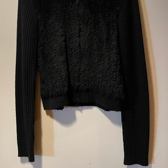 Bedo black rabbit fur cardigan sweater, small - Picture 5 of 5